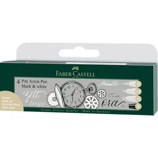 Faber-Castell 167151 - Tuschestift Pitt Artist Pen Black and White, 4er Set