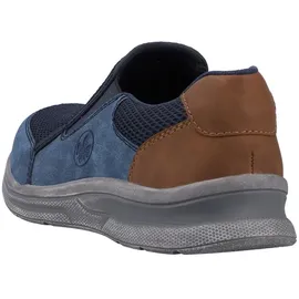 Rieker Slipper RIEKER, Herren, Gr. 41, blau (jeansblau, navy), Lederimitat, Textil, used, Schuhe Slipper, Schlupfschuh, Freizeitschuh mit seitlichen Stretcheinsätzen, G-Weite