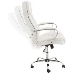 DELUKE® Bürostuhl JUBEL - 115x62x70, Weiß | Kunstleder | Metall in Chromoptik Gestell | ergonomische Bürostühle Homeoffice Stuhl mit Rollen