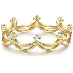 Glanzstücke München Ring Krone Sterling Silber Zirkonia in Gelbgold Ringe   Damen 