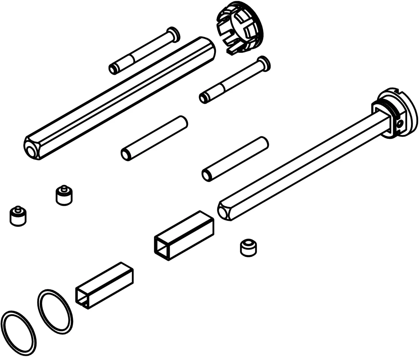 Griffwerk Türstärke Erweiterungsset 45-50mm Flachrosette Hohlstift 8mm