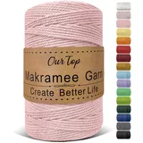 OurTop Premium Makramee Garn Blush, 3mm x 300m Macrame Cord Makramee Schnur Makramee Kordel, Garn für DIY Handwerk, Weben Dekoration, Hängepflanze Pflanze Aufhänger