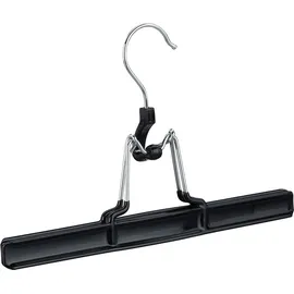 Relaxdays Hosenbügel Metall 10er Set, 360° drehbarer Haken, fest schließend, Rockbügel, gummierte Klemmen, 26cm, schwarz