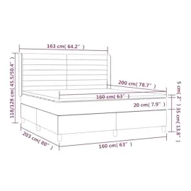 vidaXL Boxspringbett mit Matratze & LED Dunkelbraun 160x200 cm Stoff