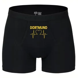 multifanshop Herren Boxer Short - Dortmund - Herzschlag - Druck gelb - Unterwäsche