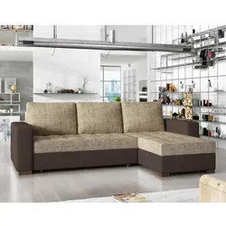 Sofaecke Polsterecke aus Webstoff und Kunstleder