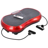 HMS Vibrationsplatte Massageplatte Rüttelplatte Vibrationstrainer, 200,00 W, 3 Intensitätsstufen, 10 Trainingsmodi, mit Trainingsbändern und Fernbedienung rot