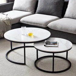 Couchtisch Set Marmor Optik aus Sinterstein Metall (zweiteilig)