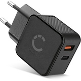 CELLONIC Doppel USB und USB C Ladegerät Netzstecker Ladeadapter 20W PD Schnellladegerät Netzteil kompatibel mit iPhone, Samsung, iPad, Huawei, Switch, PSP, GPS, Handy, Tablet - Schwarz