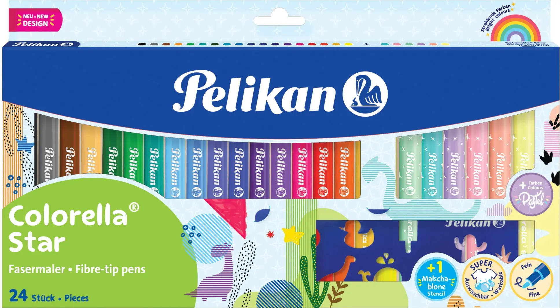 Pelikan 822329, 24 Farben, Gemischte Farben, Rundspitze, Gemischte Farben, Tinte