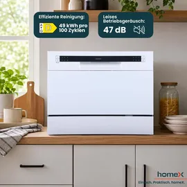Homex GST6AD-W Tischgeschirrspüler (freistehend, 600 mm, Weiß)