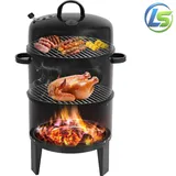 Räucherofen 3in1 Smoker Grill Räuchergrill, Holzkohlegrill mit Thermometer