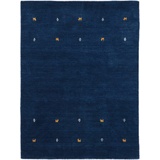 carpetfine Wollteppich »Gabbeh Uni«, rechteckig, reine Wolle, handgewebt, Gabbeh Loom Tiermotiv, auch als Läufer, blau