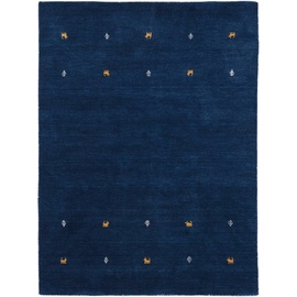 carpetfine Wollteppich »Gabbeh Uni«, rechteckig, reine Wolle, handgewebt, Gabbeh Loom Tiermotiv, auch als Läufer, blau