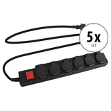 Stagecaptain Steckdosenleiste 6-fach 1,5 m Schwarz 5 St.