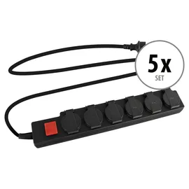 Stagecaptain Steckdosenleiste 6-fach 1,5 m Schwarz 5 St.