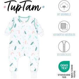 TupTam Schlafsack mit Beinen und Ärmeln OEKO-TEX zertifizierte Materialien, Winterschlafsack 2,5 TOG Unisex, Farbe: Federn, Größe: 104-110 - 104-110
