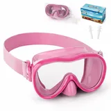 Kinder Schwimmbrille, Anti-Leck Schnorchelmaske mit Nasenabdeckung & elastischem Stoffband, UV-Schutz Schwimmbrille für Jungen und Mädchen
