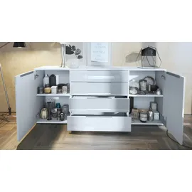 Vladon Linio V2 166,5 x 75,5 x 35 cm Weiß matt/Weiß Hochglanz