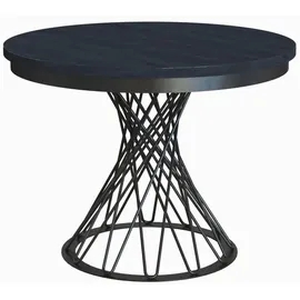 beautysofa Runder Tisch LAURA Ø 100–140 cm ausziehbar, Metallbeine, Loft-Stil, Farbe: Schwarz/Schwarz - Schwarz