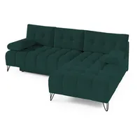 MOEBLO Ecksofa BRODY, Elegante Ecke Couch Schlafsofa Wohnlandschaft Loungesofa Bettzeugablage L-förmiges Wohnzimmergarnitur Sofagarnitu - (BxHxT): 245x94x176 cm, mit Schlaffunktion und Bettkasten grün