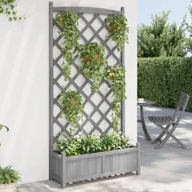 vidaXL Pflanzkübel mit Rankgitter und Rollen 60 x 30 cm Grau