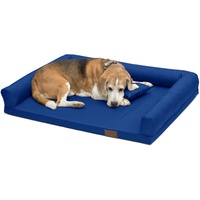 Juelle Orthopädisches Hundebett Große Hunde, Ergonomische Matratze mit Seiten für große Hunde, Abnehmbarer Bezug, Maschinenwaschbar, Lucky M-XXL (Größe: XXL - 145x105 cm, Szafir)