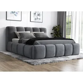 mebloland Polsterbett SONIC -OM 140 x 200 mit Bettkasten. Farbe: Grau - Grau