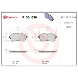 BREMBO Bremsbelagsatz, Scheibenbremse vorne rechts links mit Zubehör für JAGUAR J9C7133 P 36 036