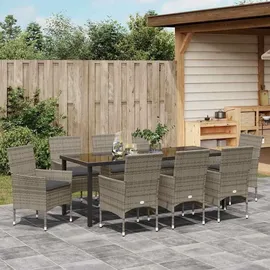 vidaXL Garten Essgruppe 9-tlg. Grau