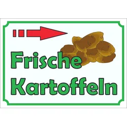 Werbeaufkleber Aufkleber Kartoffeln mit Pfeil nach rechts A4 (210x297mm)