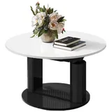 designimpex Couchtisch Design HEM-111 Hochglanz ausziehbar höhenverstellbar Tisch schwarz|weiß