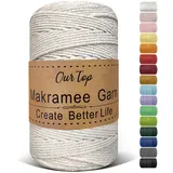 OurTop Premium Makramee Garn Natur, 3mm x 300m Macrame Cord Makramee Schnur Makramee Kordel, Garn für DIY Handwerk, Weben Dekoration, Hängepflanze Pflanze Aufhänger