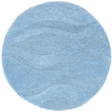 RugVista Breeze, Badematte, Moderne Teppiche, Ø 90 cm, Rund, Mittlerer Stapel, Wohnzimmer, Schlafzimmer, Diele, Maschinenwäsche, Hell Blau