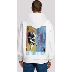 Kapuzenpullover F4NT4STIC "Guns 'n' Roses Music Double Illusion", Herren, Gr. 3XL, weiß, Obermaterial: 100% Baumwolle, casual, oversize, Langarm, Pullover, Musik, Band, Logo