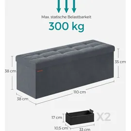Songmics Sitzhocker Samt 110 x 76 x 110 cm Grau