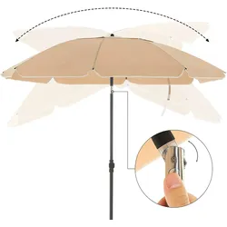 UAC Sonnenschirm,Ø 2, Gartenschirm, UV-Schutz bis UPF 50+, knickbar, tragbar, Schirmrippen aus Glasfaser, mit Transporttasche Taupe
