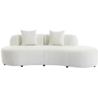 Sofa 3-Sitzer - Bouclé-Stoff - Weiß - BASILIANA