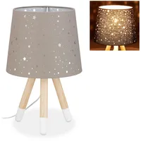 Relaxdays Tischlampe Kinderzimmer, Nachttischlampe Sterne, Jungen & Mädchen, E14,