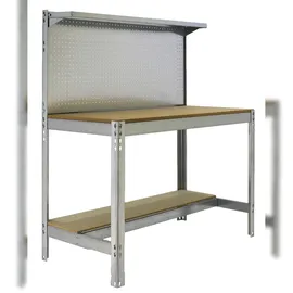 Proregal Werkbank Buffalo mit Werkzeugwand und Ablage | HxBxT 84x120x61cm | Traglast 600kg | Verzinkt