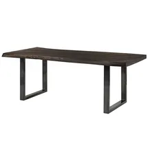 Massivmoebel24 Baumtisch Mango 200x100x77 grau lackiert / U-Beine anthrazit glänzend FREEFORM 5 - 2 Jahre Gewährleistung - mind. 14 Tage Rückgaberecht - Grau - 100x200
