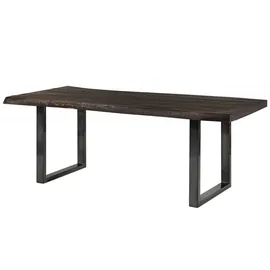 Massivmoebel24 Baumtisch Mango 200x100x77 grau lackiert / U-Beine anthrazit glänzend FREEFORM 5 - 2 Jahre Gewährleistung - mind. 14 Tage Rückgaberecht - Grau - 100x200