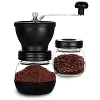 REDOM Kaffeemühle Handkaffeemühle vielseitige Gewürzmühle, Kegelmahlwerk, 40,00 g Bohnenbehälter, mit Edelstahlgriff Silikondeckel, Präzise Mahlgradeinstellung schwarz