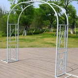 Wetsfgdg Gartenbogen aus Metall,Rosenbogen Mit elegantem Ranken-Design, extrem stabil für Balkon, Terrasse und FestdekorationWeiß-A-L220xW40xH230cm