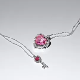 Pandora Timeless Erhabenes Herz Collier-Halskette rot / Silber