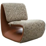 KAWOLA Sessel HAZEL Loungesessel Stoff multi beige / Kunstleder braun
