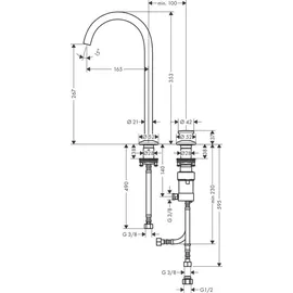 Hansgrohe Axor One 2-Loch Waschtischmischer Edelstahl Optic