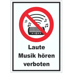 Aufkleber Laute Musik verboten A3 (297x420mm)