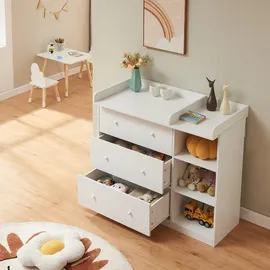 [en.casa] en.casa Wickelkommode, »Beldinupp« mit abnehmbarer Wickelauflage 93x110x55 cm Weiß weiß
