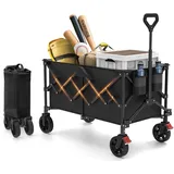 200L Bollerwagen Faltbar mit Bremsen: 120 kg Tragkraft, Robuster Faltbarer Bollerwagen, All-Terrain-Handwagen, Kompaktes Faltmaß für Camping, Transport, Sport, Garten, Einkaufen